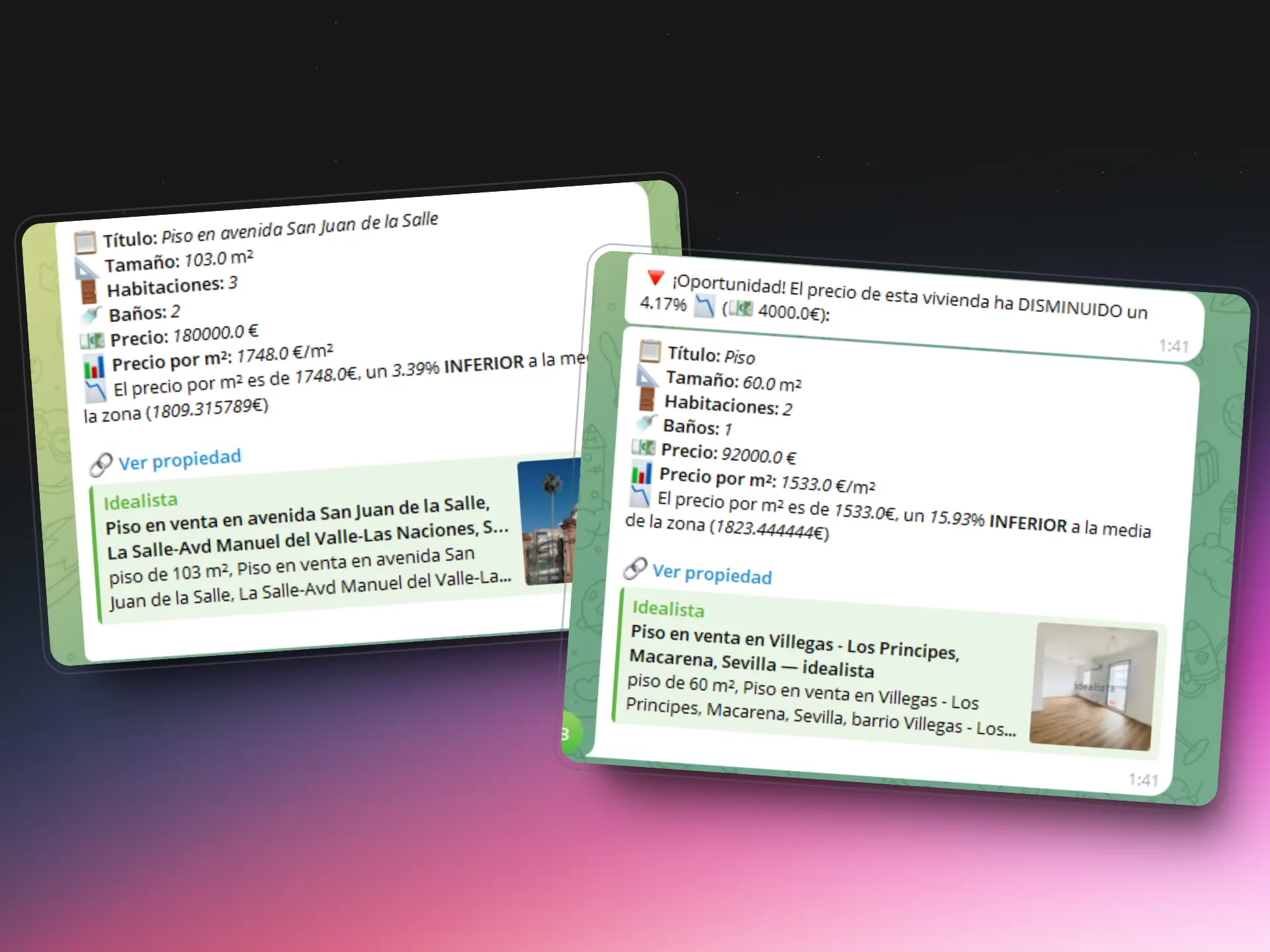 Captura del proyecto Idealisto Telegram Bot